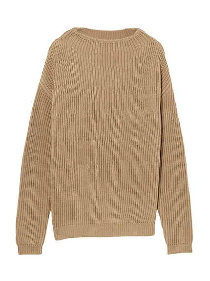 畦編ボトルネックニットプルオーバー