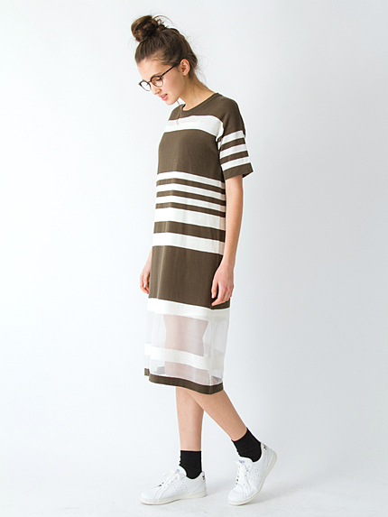 マルチボーダーニットワンピース（ペチ付）【2015春新作】