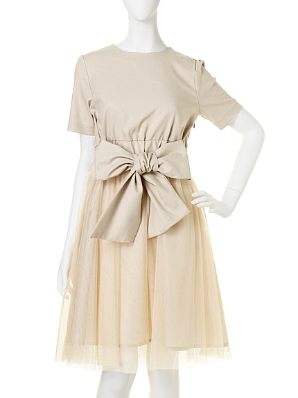 【W】チュールコンビワンピース