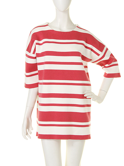 【R】マリンボーダーニットチュニックワンピース