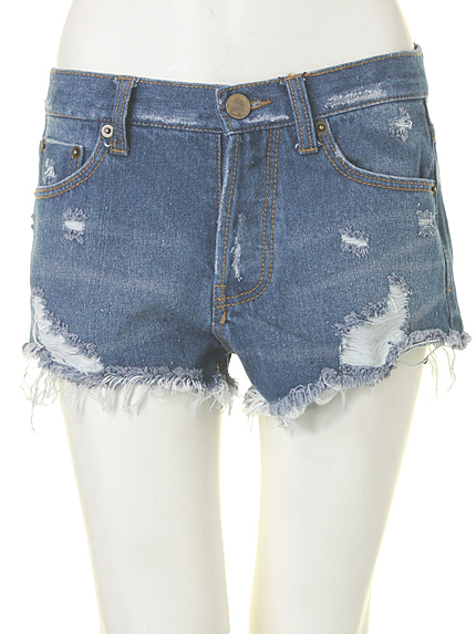 【R】クラッシュデニムショートパンツ