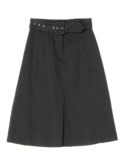 ベルト付台形ミディスカート