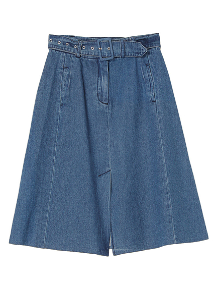 ベルト付台形ミディスカート