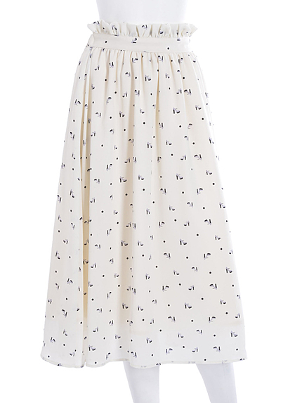 オリジナルパンプスドット柄ミディスカート