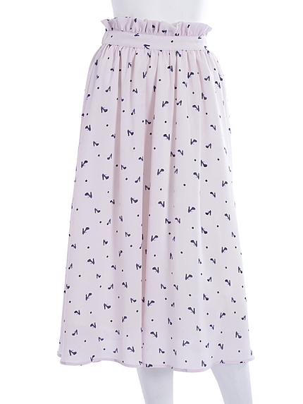 オリジナルパンプスドット柄ミディスカート