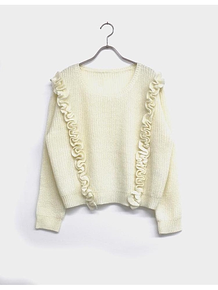 フロントフリルニット