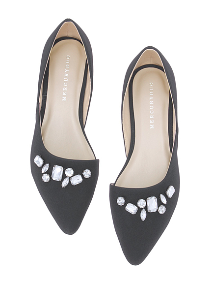 【GDS】 デコビジューフラットシューズ(ブラック)