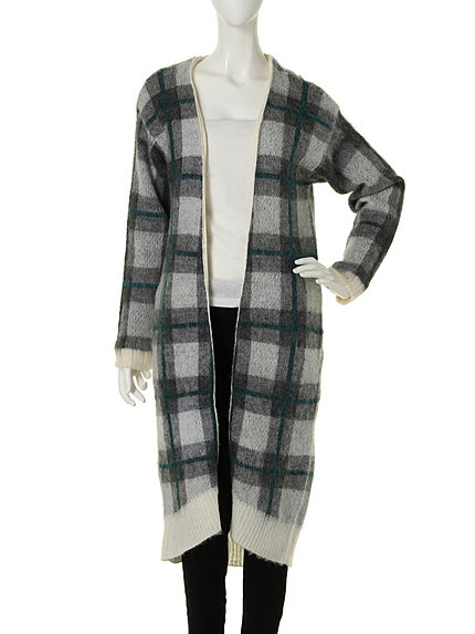 モヘア混チェックガウン