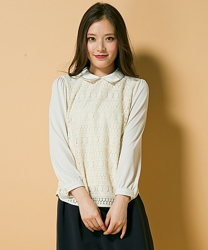 ケミカルドットレースコンビカットソー