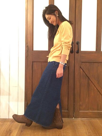 【Lady】デニムマキシスカート