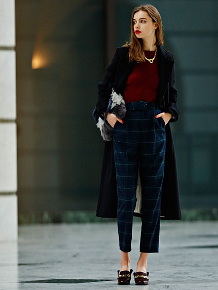 【CASUAL】ベルト付スラックスパンツ