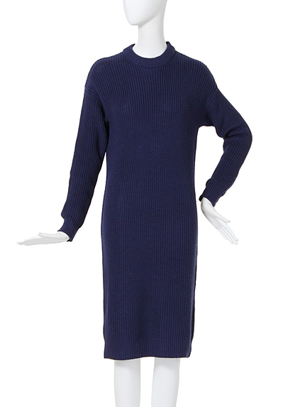 【CASUAL】スタンドネックロングニットワンピース