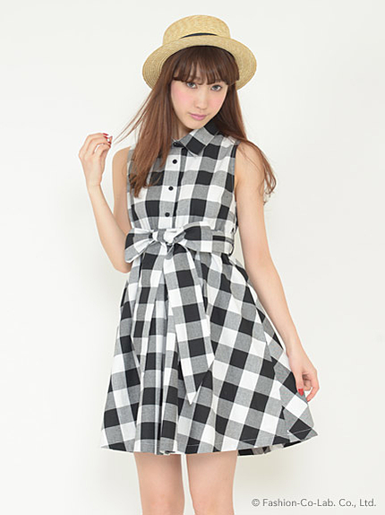 ブロックチェックシャツワンピース