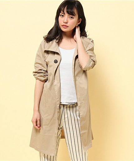 [GIORDANO]コットンツイルスプリングステンカラーコート
