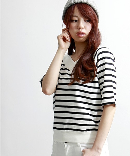 WEGO/オフショルボーダーTシャツ