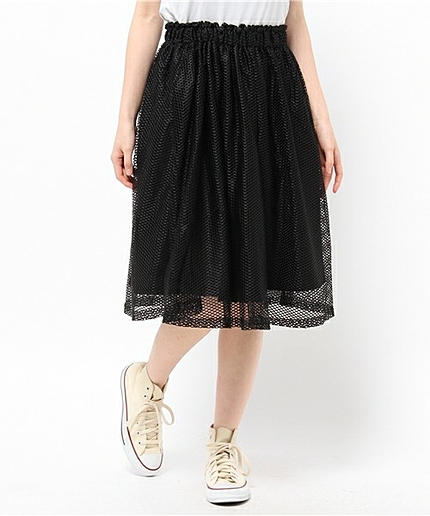 WEGO/メッシュミディ丈スカート