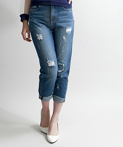 WEGO/ダメージボーイフレンドデニム