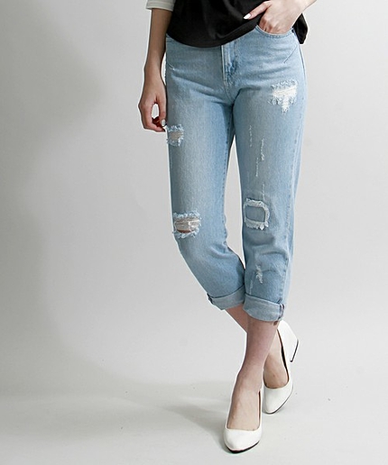 WEGO/ダメージボーイフレンドデニム