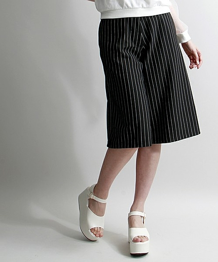 WEGO/ストライプガウチョパンツ