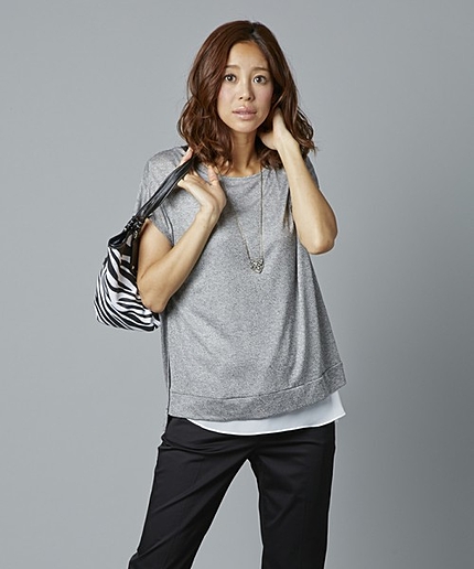 レイヤードジャージーカットソー