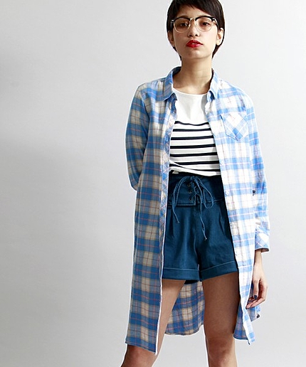 WEGO/チェックロングシャツワンピース