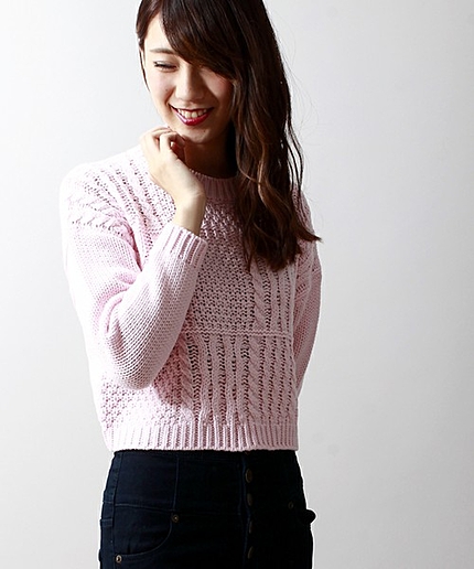 WEGO/切替ケ−ブルショ−トニット