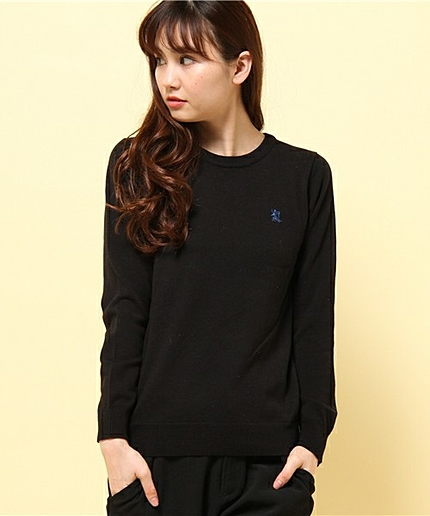 [GIORDANO]ライオン刺繍プルオーバークルーネックニット