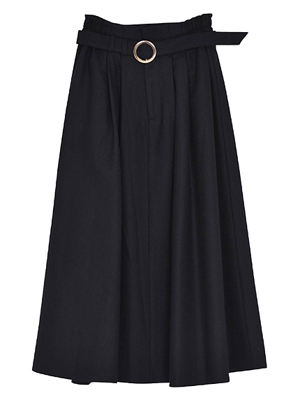 【BASIC】ベルト付H/W LOWミディアムスカート