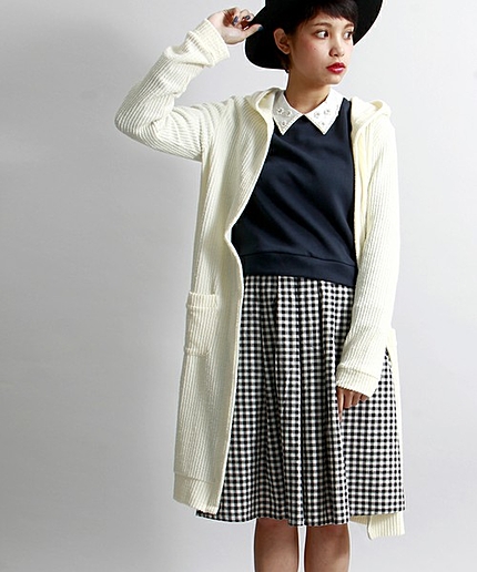 WEGO/フードロングカーディガン