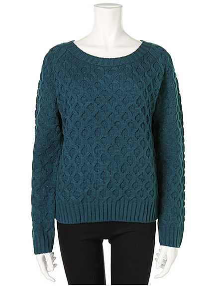 総ケーブルニットトップ