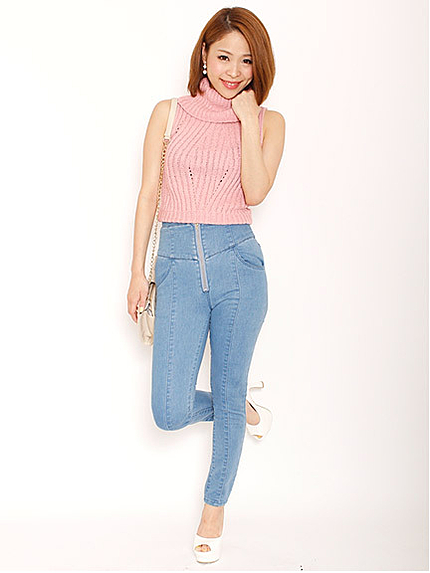 ハイウエストデニムスキニーパンツ