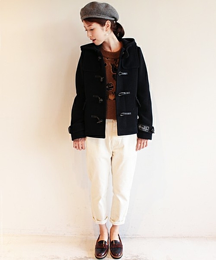 BYBC ∵パイルメルトンショートダッフル/ネイビー・ダークグレー