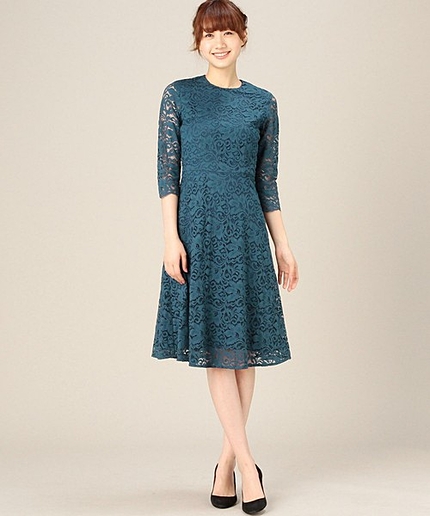 BYDT コードレース7分袖ドレス