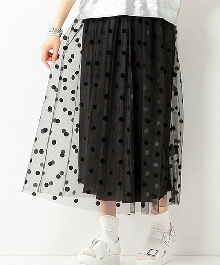 <MUVEIL(ミュベール)>ドット チュール スカート■■■