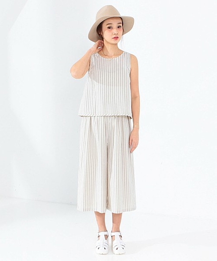 2wayノースリーブプルオーバー×サロペット(ストライプ)/ae NSL PO×SLPT STRP