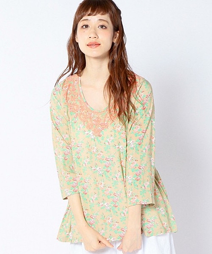 レーヨンエンブロフラワープリントブラウス/AEBC R EMBR FLW PRT BLUS