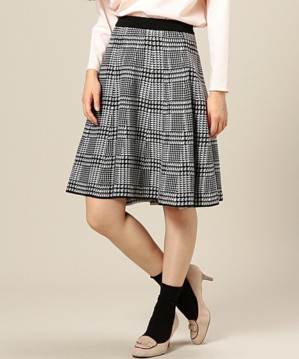 BYSF グレンチェックニットフレアスカート◆◆