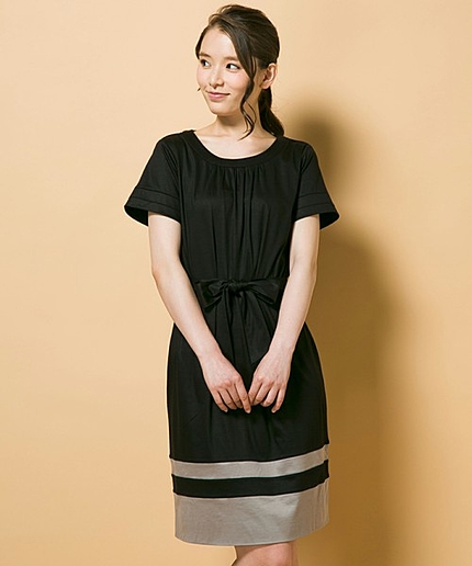 配色ジャージーワンピース