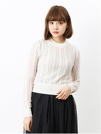 シアーストライプニットプルオーバー