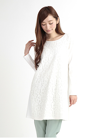 Uフロントレースカットチュニック