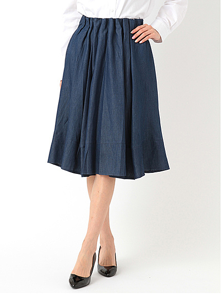 ・デニムタックフレアスカート