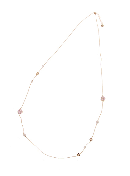 カラーフラワーロングネックレス