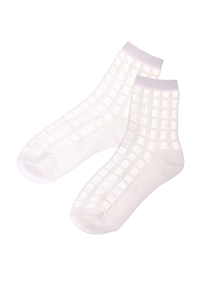 チェック柄シアーソックス