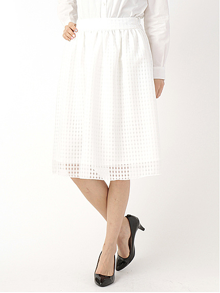 ・シアーチェックフレアスカート