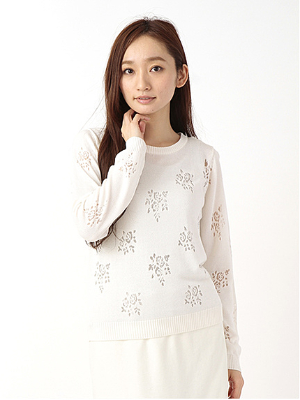 フラワーオパールニットプルオーバー
