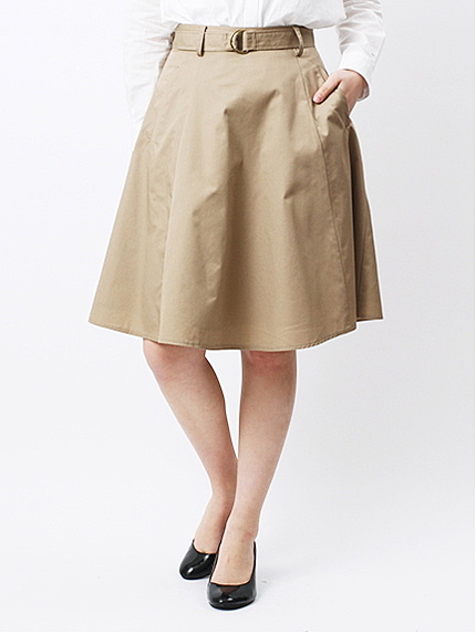 ウエストDカン膝丈フレアスカート