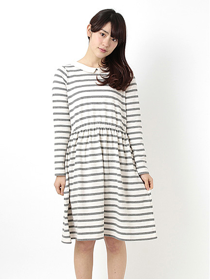 ボーダー襟付ワンピース 1101860-11-13-11