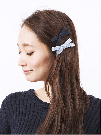 リボンストライプクリップセット