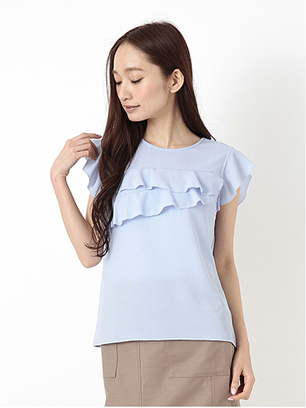 アシメフリルブラウス