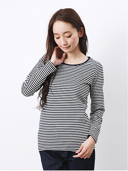 BオーガニックコットンボーダーロングT